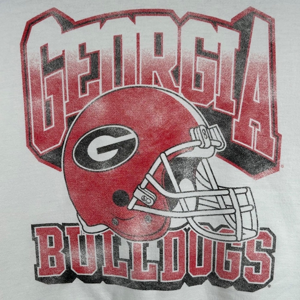 Champion Georgia Bulldogs Sweatshirt White Graphic Helmet Mens Large New